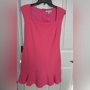 Hot Pink Sleeveless Ruffle-Hem Dress